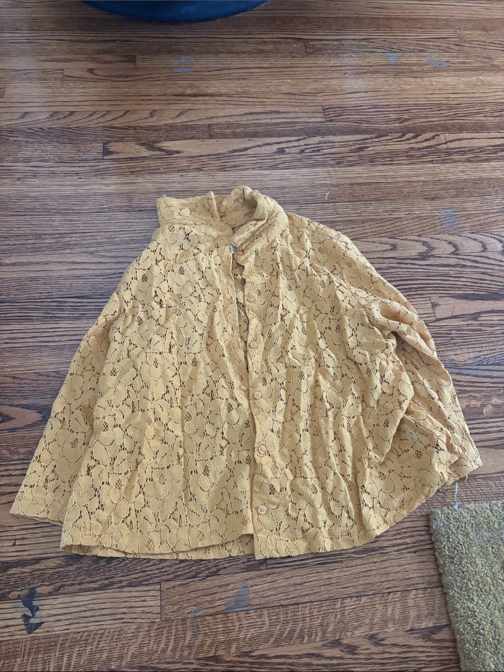 Cooperative Mustard Yellow Lace Button-Down Shirt